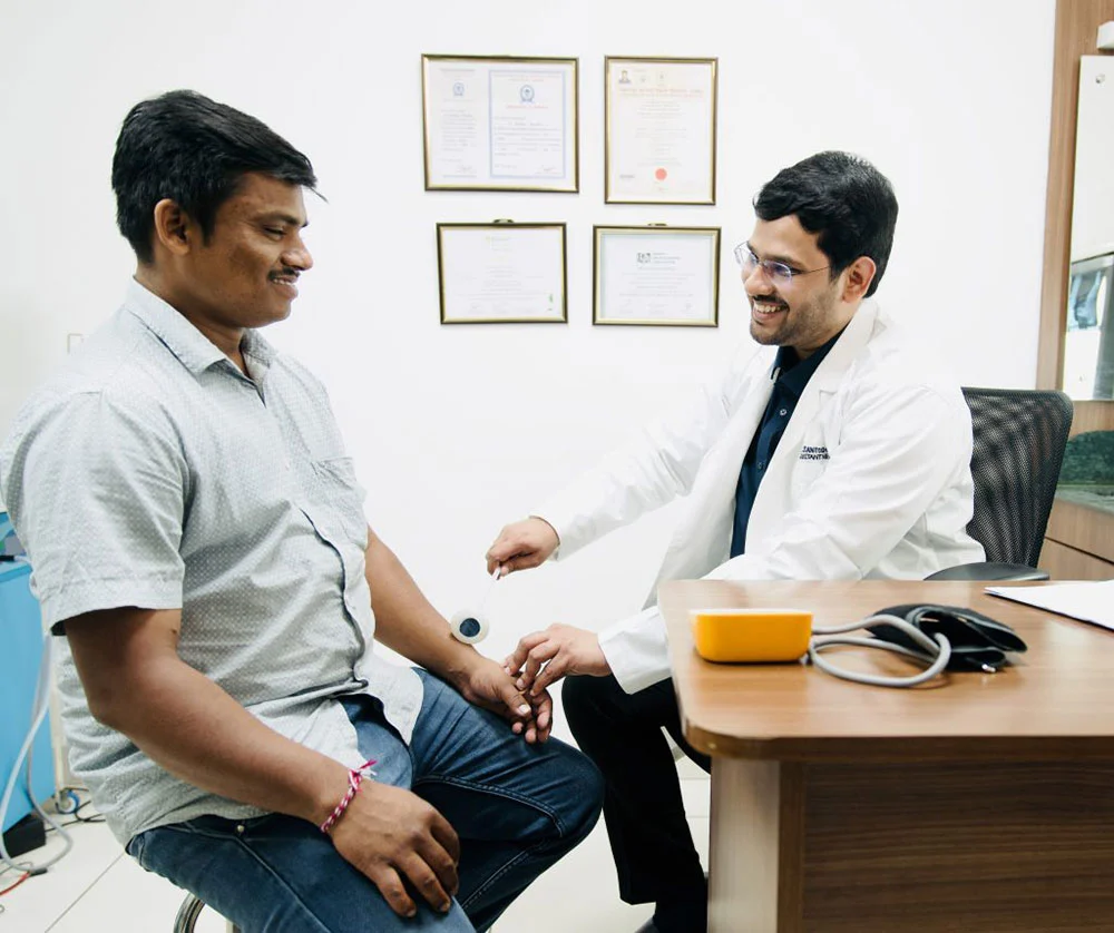 Dr. A. Santosh Sriram, leading neurologist in Hyderabad, providing compassionate neurological care to patients at Dr. Sriram Neuro Clinic.